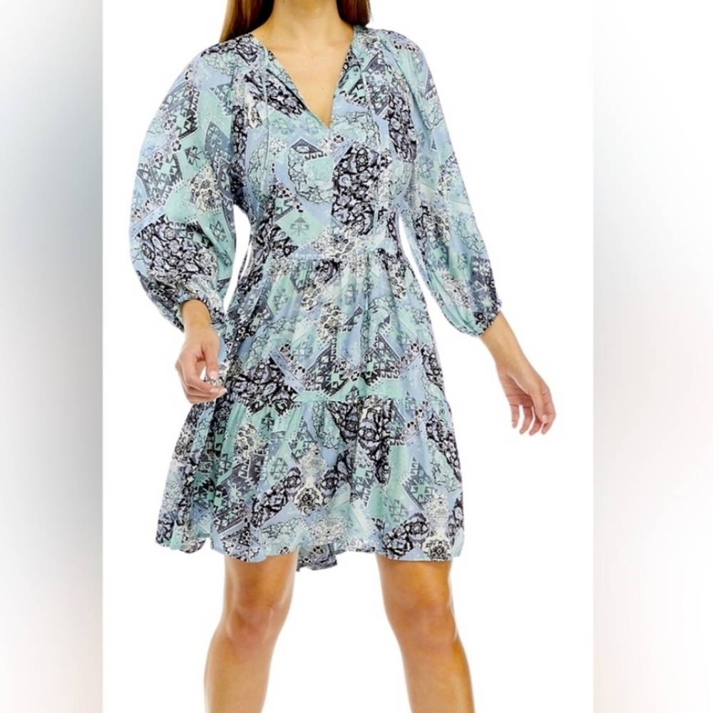 Calvin Klein Seaspray Multi Ray Challis Print Mini Dress